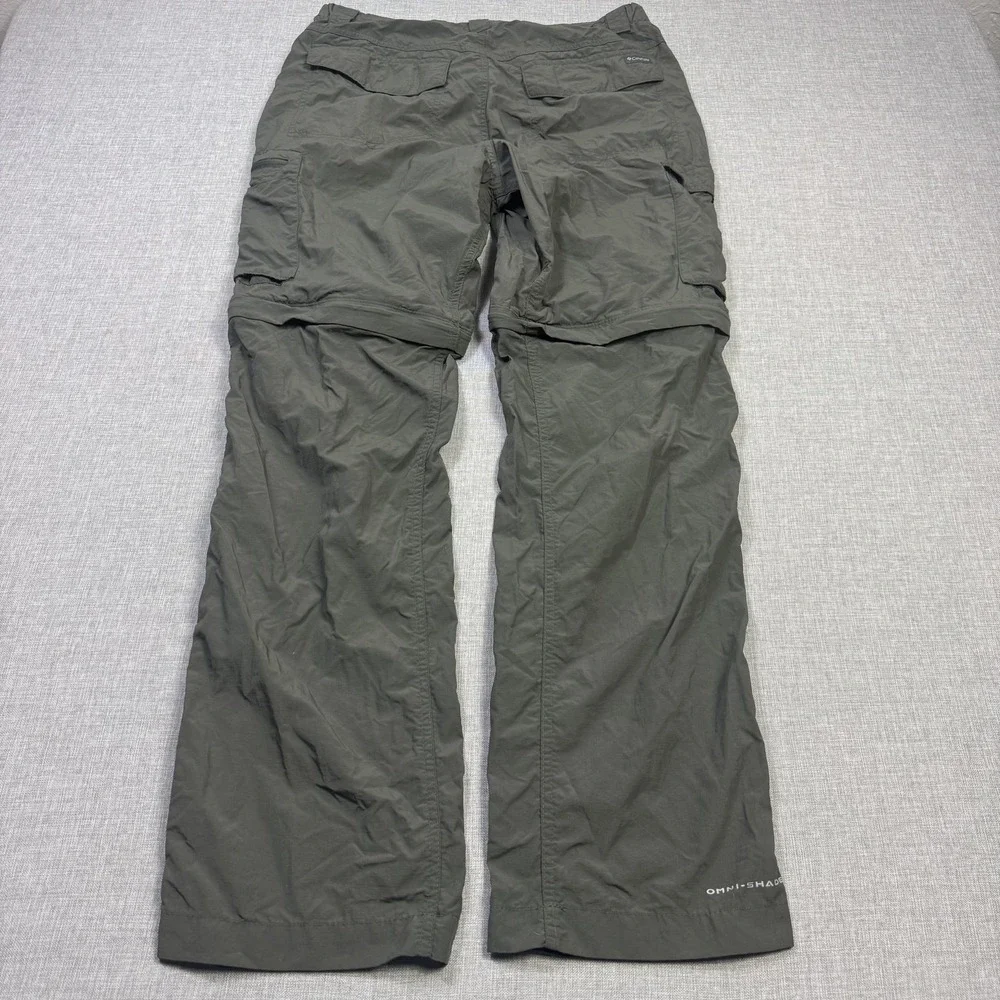 Columbia Convertible Cargo Pants Mens 34x32 Green Omni-Shade Light Quick Dry